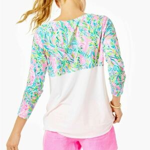 Lilly Pulitzer Finn Lucretia UPF Long Sleeve Top - Pink and White